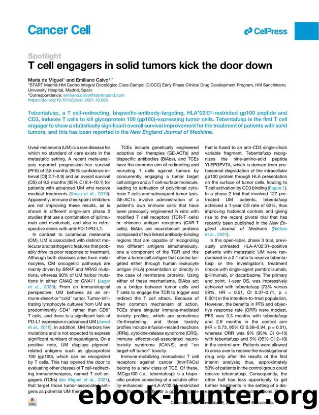 T cell engagers in solid tumors kick the door down by Maria de Miguel & Emiliano Calvo