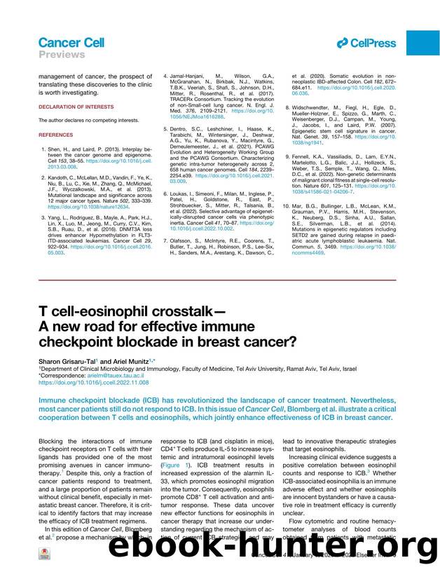 T cell-eosinophil crosstalk-A new road for effective immune checkpoint blockade in breast cancer? by Sharon Grisaru-Tal & Ariel Munitz