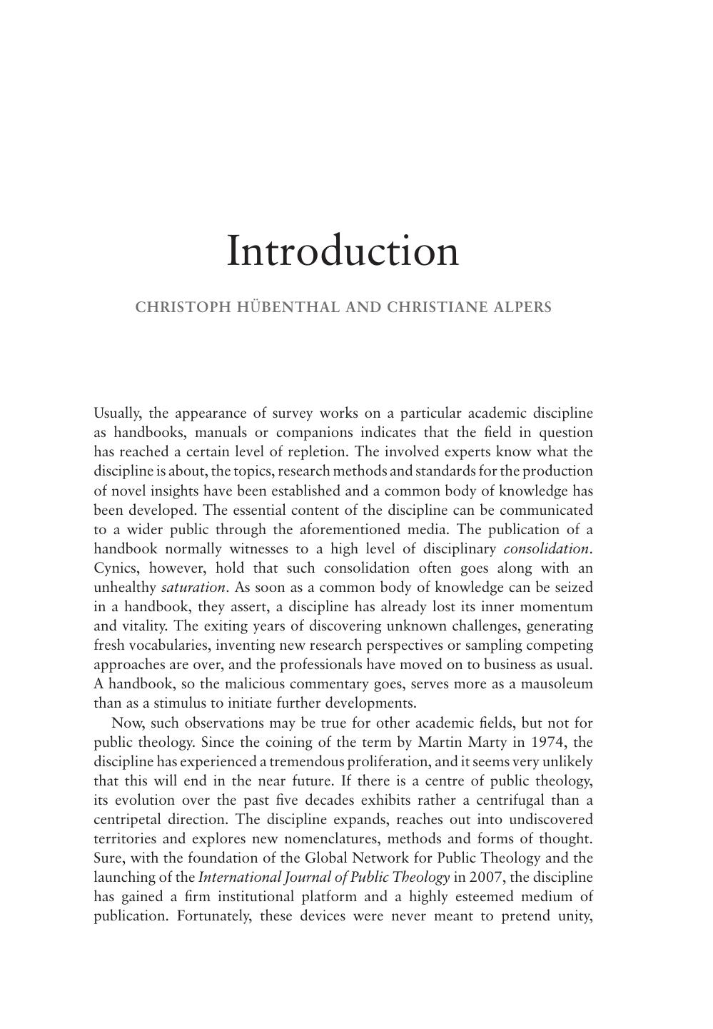 T&T Clark Handbook of Public Theology by Christoph Hübenthal Christiane Alpers (eds)