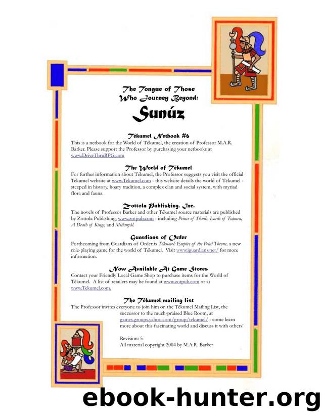 TÃ©kumel Netbook #6 The Tongue of Those Who Journey Beyond SunÃºz [r5] by Unknown