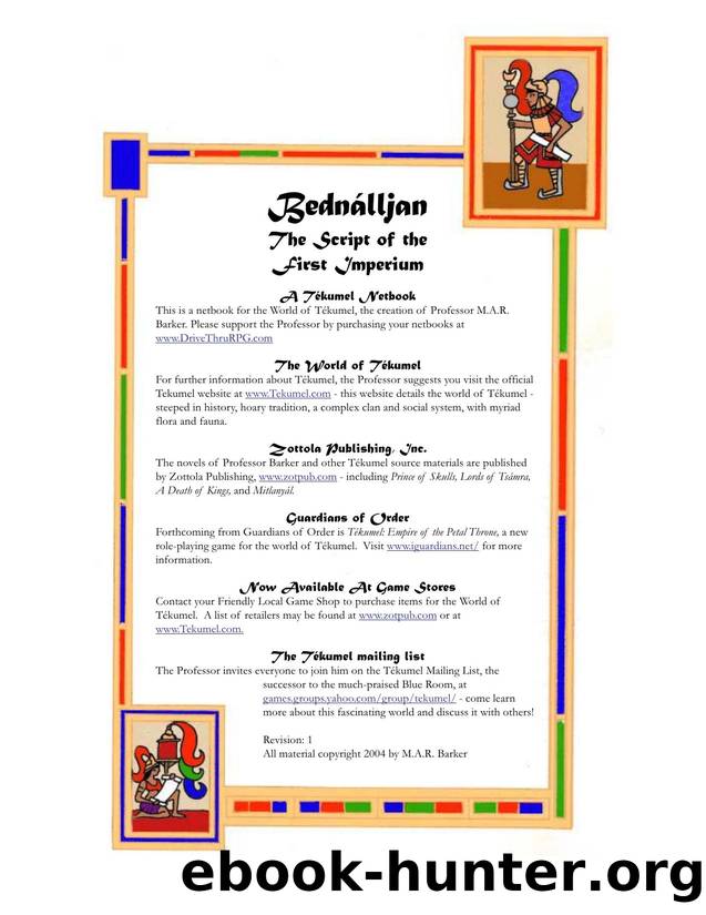 TÃ©kumel Netbook BednÃ¡lljan The Script of the First Imperium by Unknown