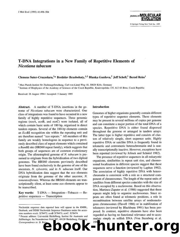 T-DNA integrations in a new family of repetitive elements of <Emphasis Type="Italic">Nicotiana tabacum<Emphasis> by Unknown