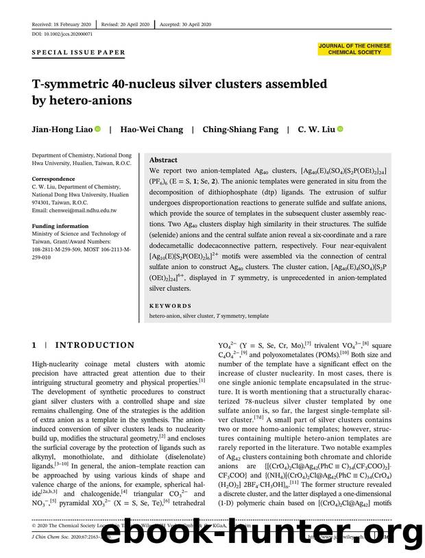 T-symmetric 40-nucleus silver clusters assembled by hetero-anions by Unknown
