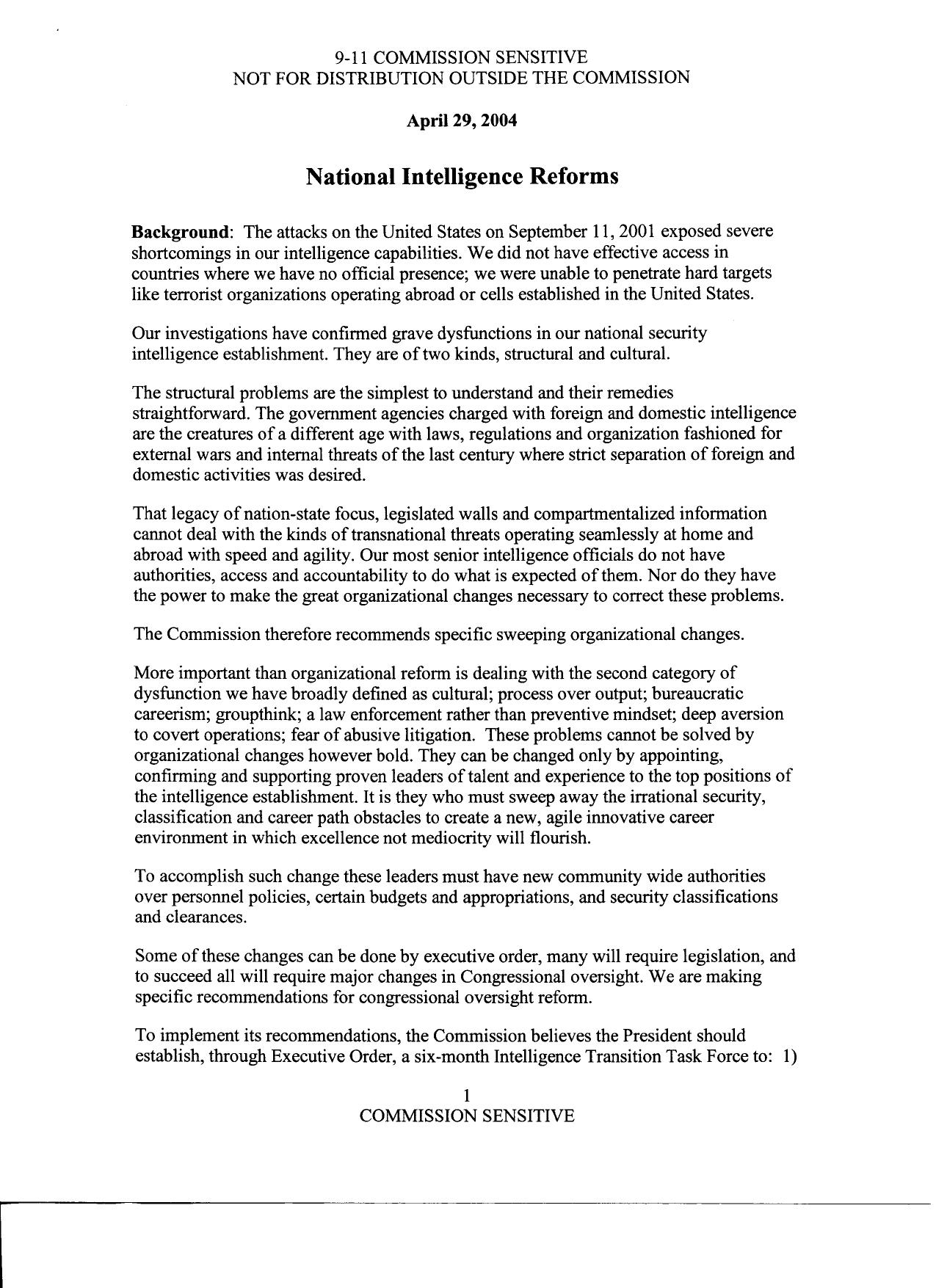 T2 B10 Monograph-Presentation Drafts Fdr- Team 2 Essay- National Intelligence Reforms 687 by Unknown