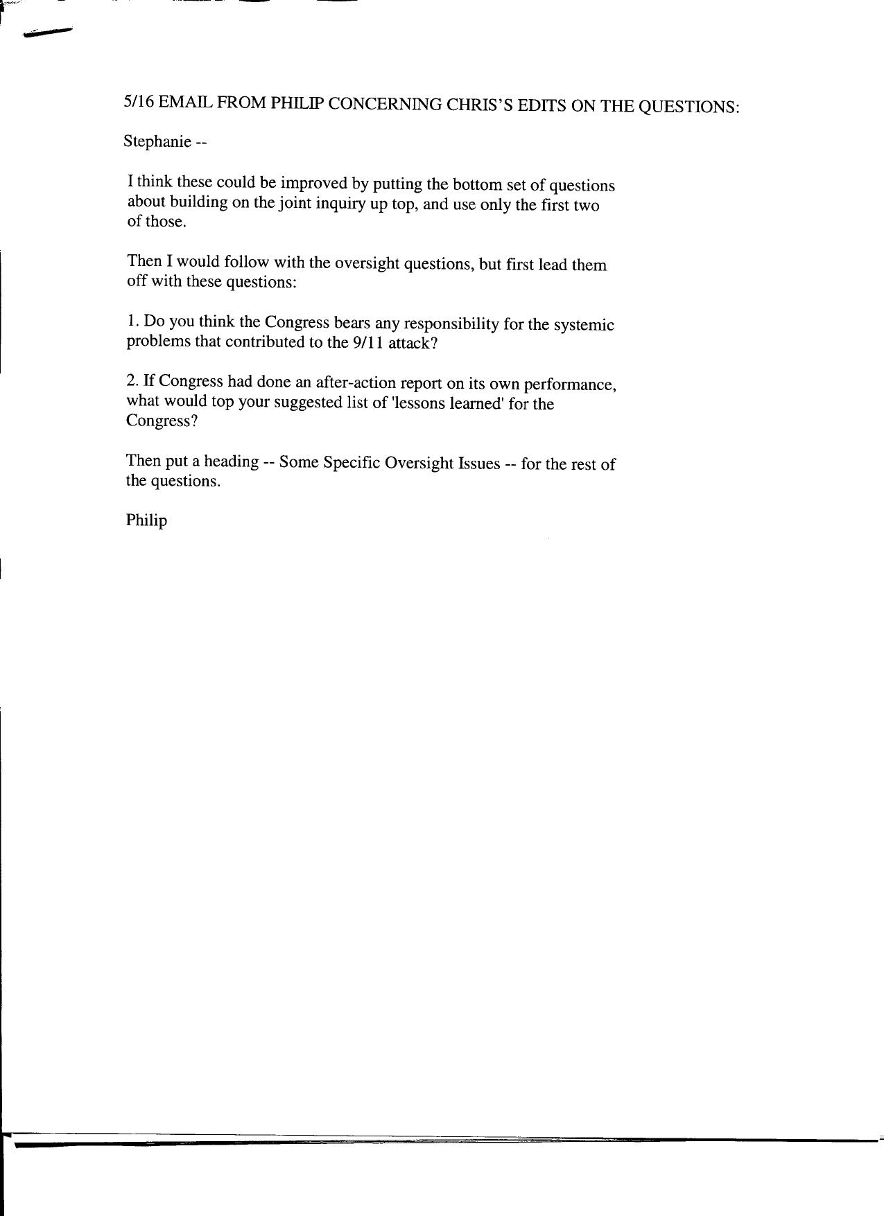T2 B18 Congressional Oversight 1 of 2 Fdr- Email from Zelikow re Chris Edits on Questions re Congressional Oversight 763 by Unknown