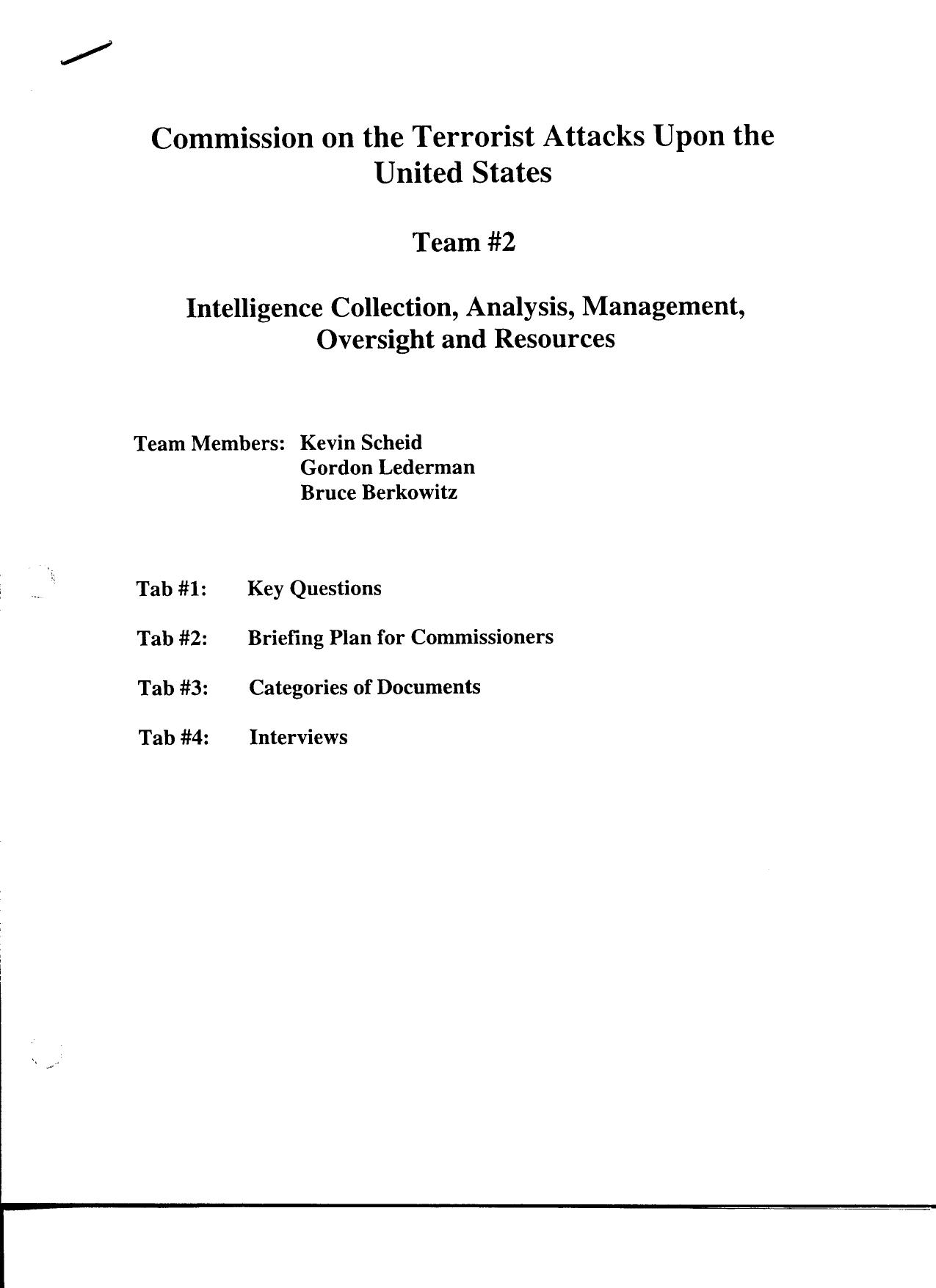 T2 B4 Team 2 Workplan Fdr- Longer List of Questions- Intelligence Collection- Analysis- Management- Oversight- Resources 572 by Unknown