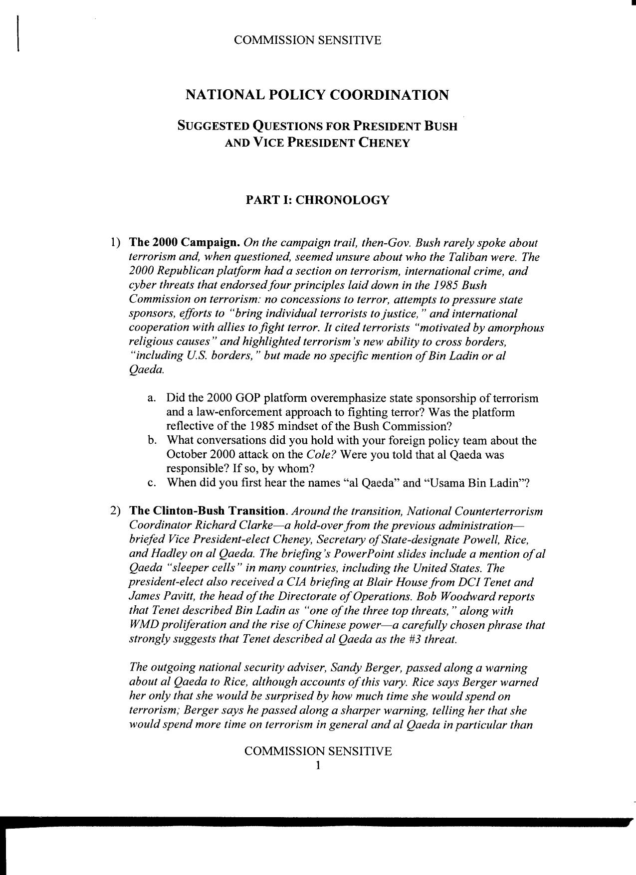 T2 B7 Questions for Bush-Cheney Fdr- Entire Contents- Team 2 Outline of Questions- National Policy Coordination 670 by Unknown