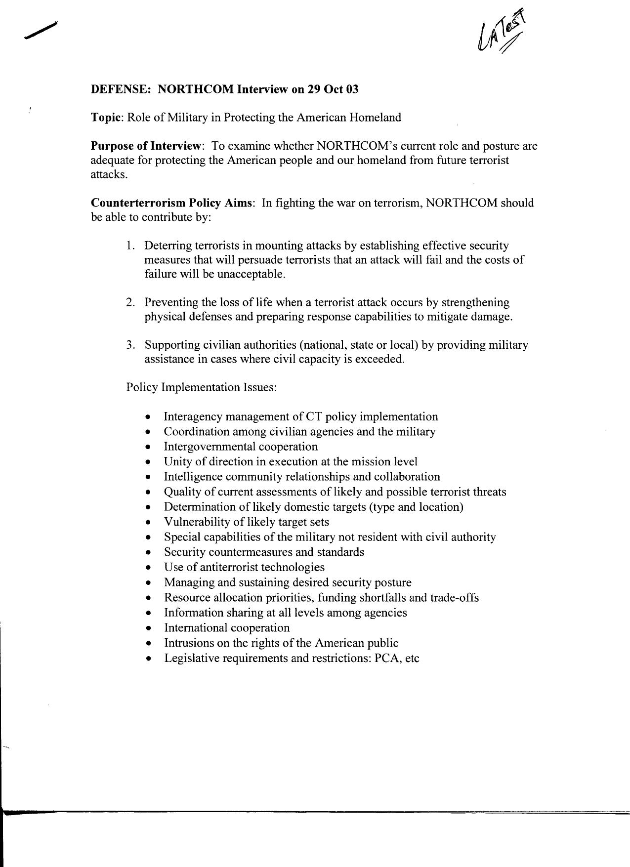 T3 B19 Staff Draft Working Paper Fdr- Outline for 10-29-03 Northcom Interview 027 by Unknown