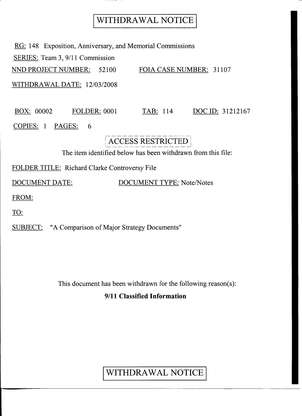 T3 B6 Clarke Controversy Fdr- 4 Withdrawal Notices- Military Timeline- Comparison of Strategy Docs- Clarke Closed Hearing and Briefing 075 by Unknown