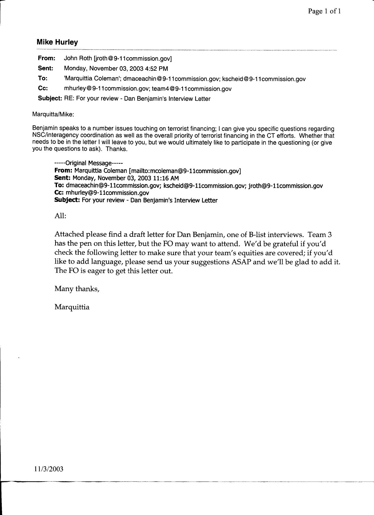 T3 B6 Interview Questions Fdr- 10-31-03 and 11-3-03 Emails re Interview Requests 042 by Unknown