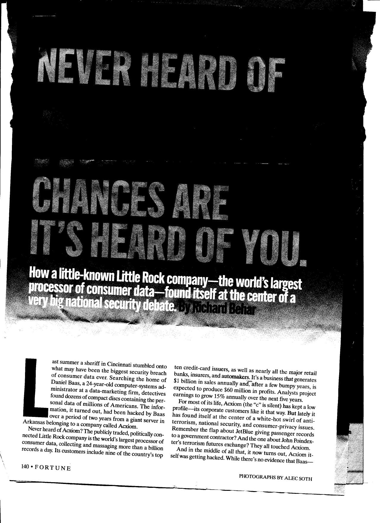 T4 B6 Behar Fdr- Entire Contents- 2-23-04 Behar Article- Never Heard of Acxiom- 1st pg scanned for reference- Fair Use 416 by Unknown