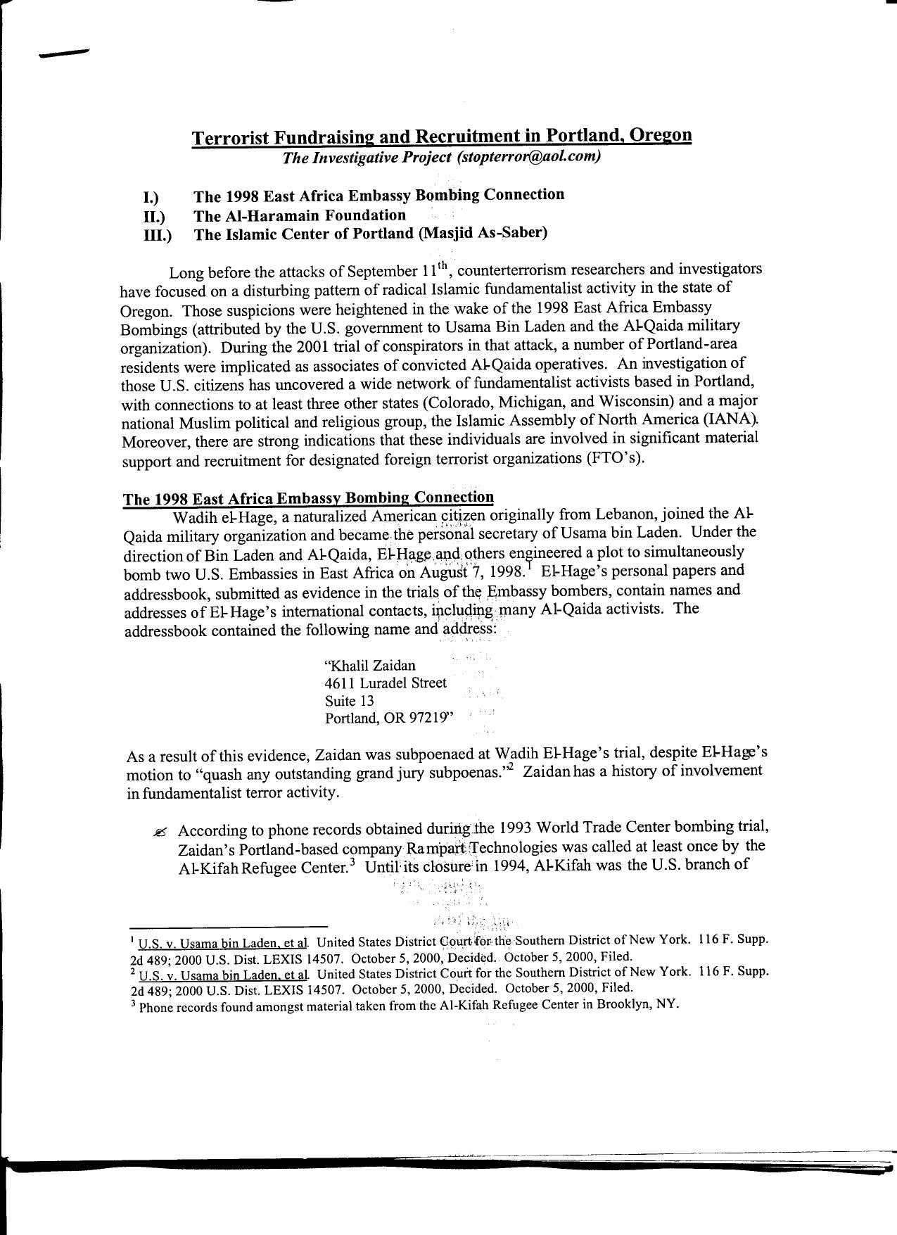 T4 B7 Emerson Misc Fdr- Entire Contents- All Slides- 1st pgs of Terrorist Fundraising Report and Chicago Tribune Series- for reference- Fair Use by Unknown