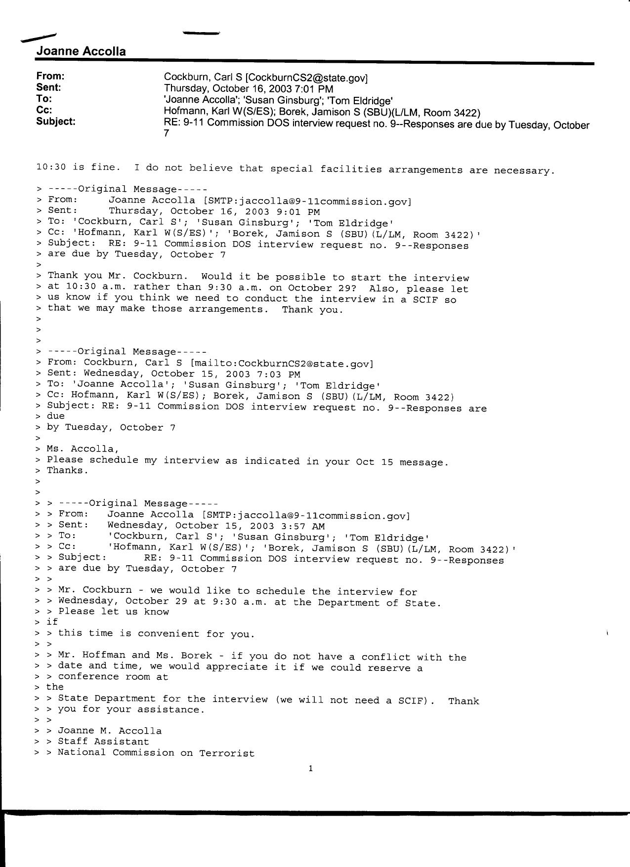 T5 B1 Cockburn- Carl Fdr- Entire Contents- Emails- Questions- DOS Interview Request 082 by Unknown
