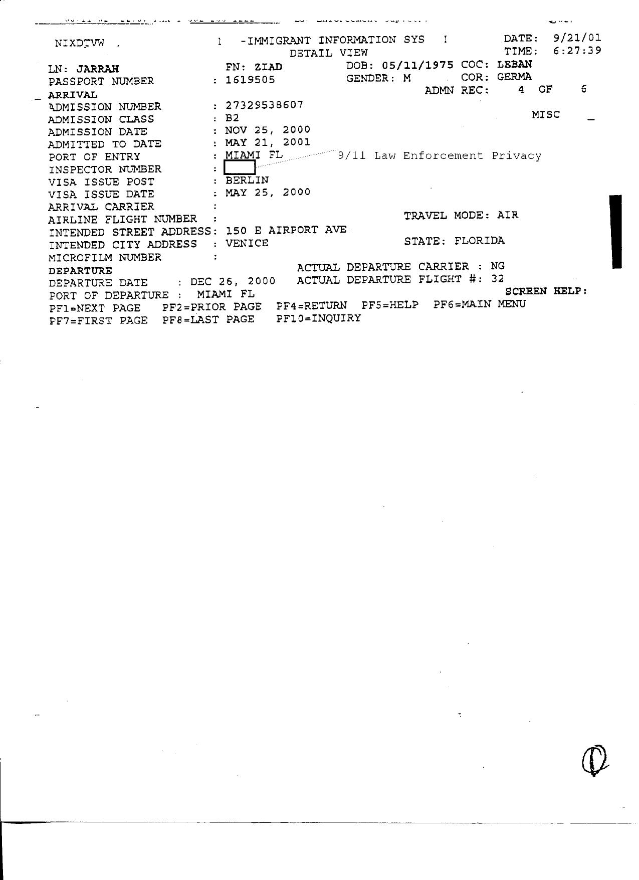 T5 B49 Inspector Interviews- UA 93 Fdr- Tab 2- Entire Contents- Jarrah 11-25-00- Notes- Memos- INS Info by Unknown