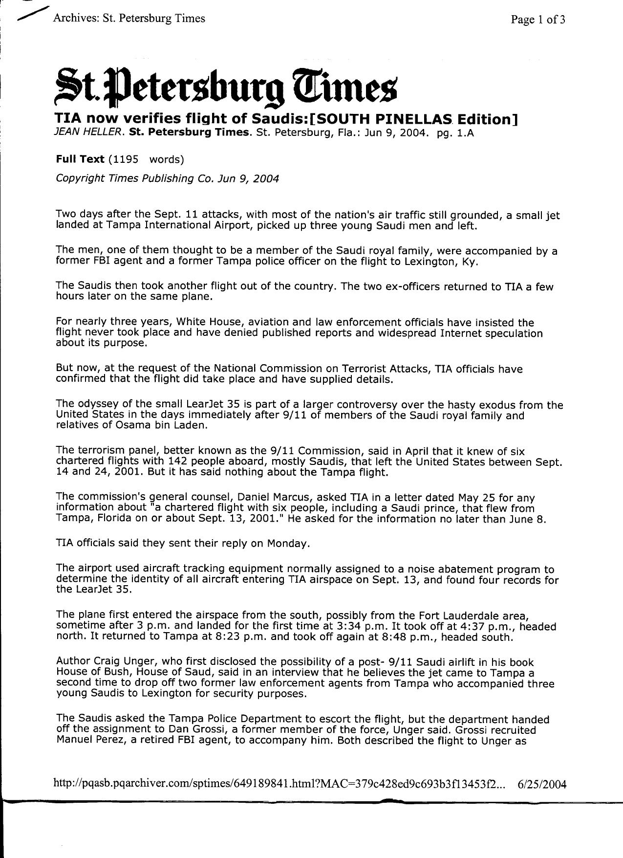 T5 B68 Tampa Airport QFRs Fdr- Saudi Flights- Media-Business Info- 1st pgs for ref by Unknown