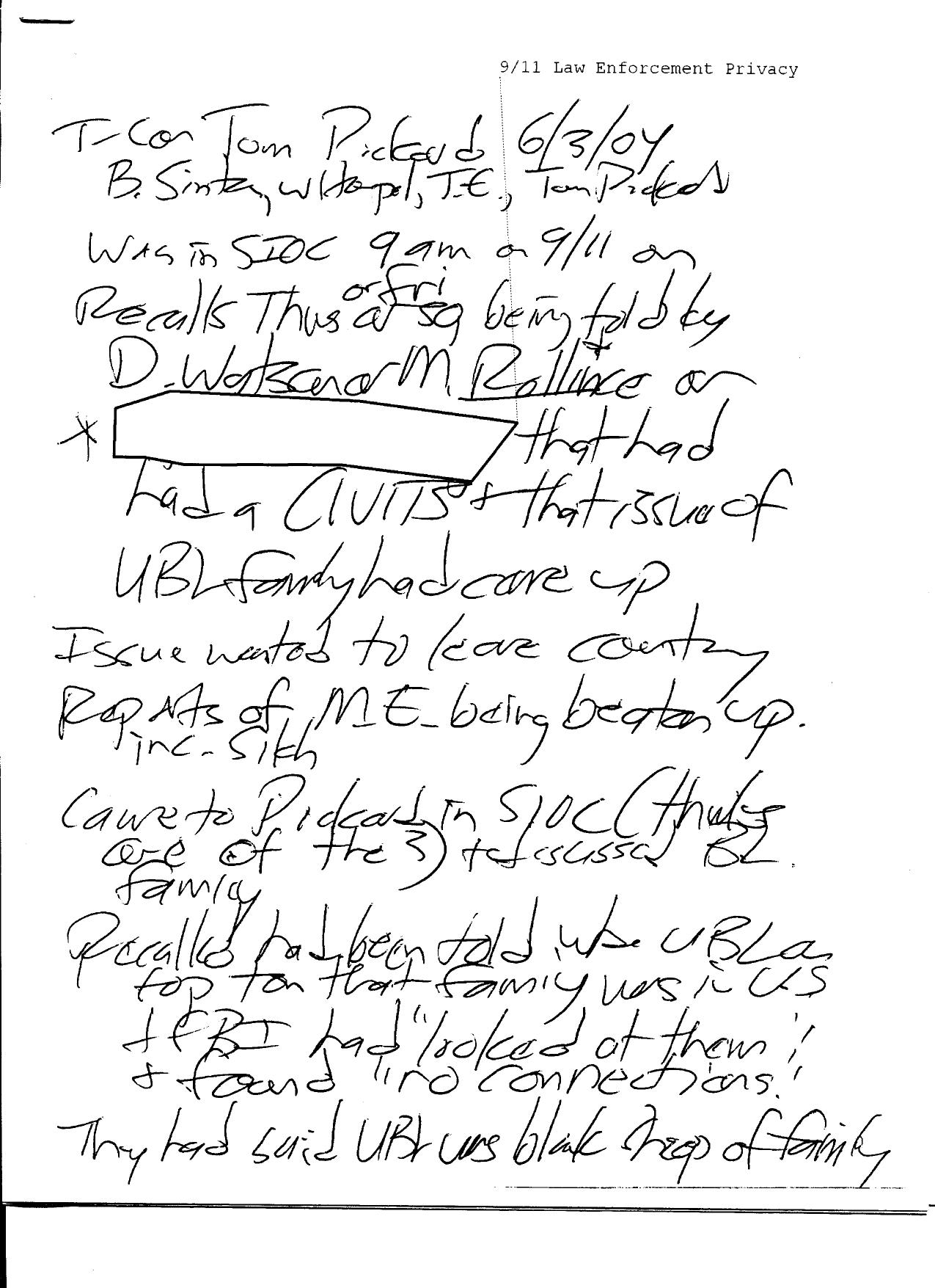 T5 B70 Tom Pickard- FBI Fdr- Entire Contents- 2 Sets 6-3-04 Interview Notes re Saudi Flights 675 by Unknown