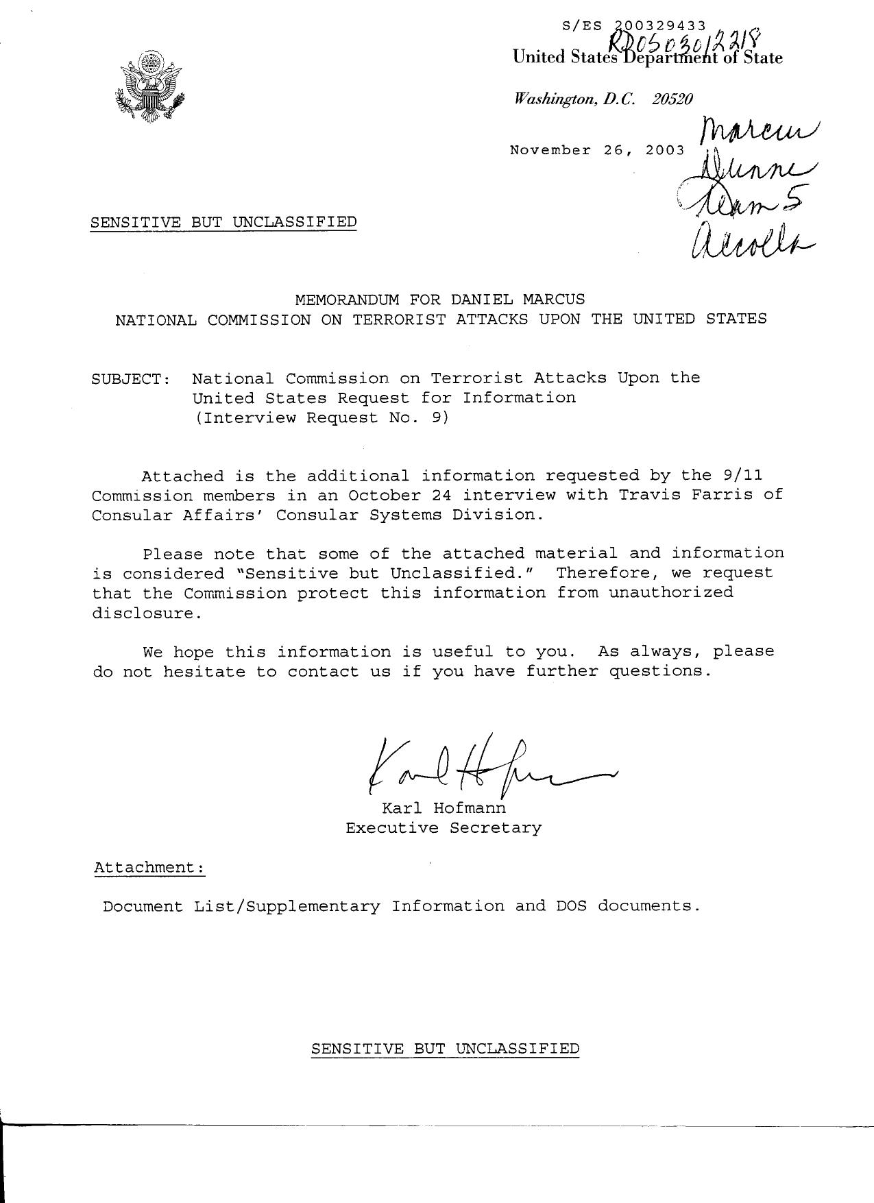 T5 B71 Misc Files re DOS Visa Policy 1 of 3 Fdr- Responses to Questions re 10-24-03 Farris Interview- w Presentation and Stats by Unknown