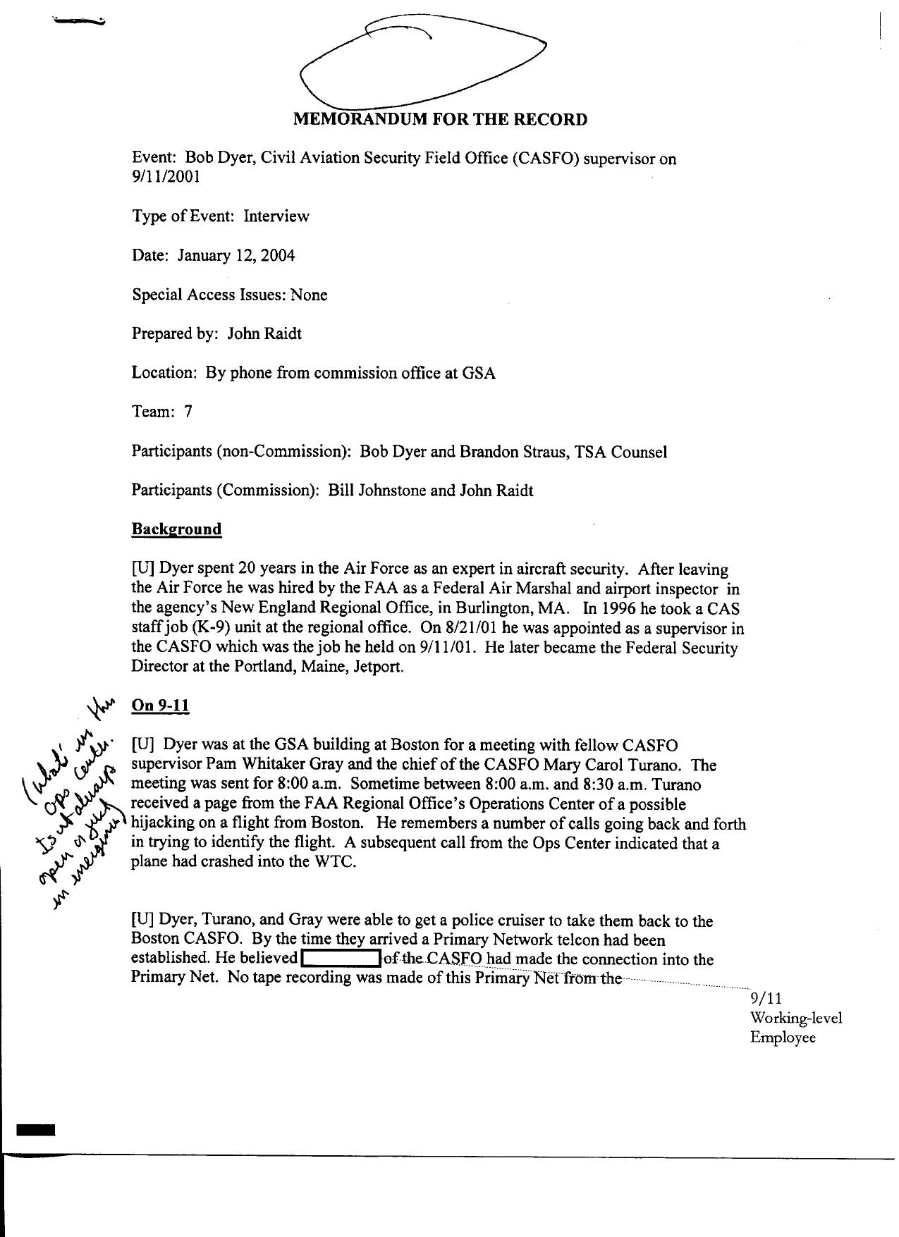 T7 B10 Team 7 MFRs Dyer Fdr- 1-12-04 Bob Dyer Interview w Notes on MFR 384 by Unknown