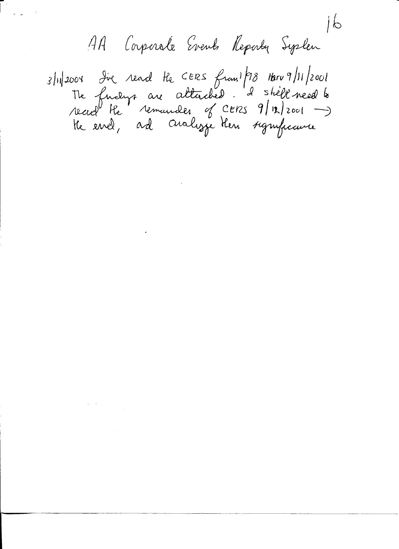 T7 B18 AAL Corp Event Reporting System Fdr- Entire Contents- Notes and AA Printout- Reporting of Suspicious Incidents 552 by Unknown