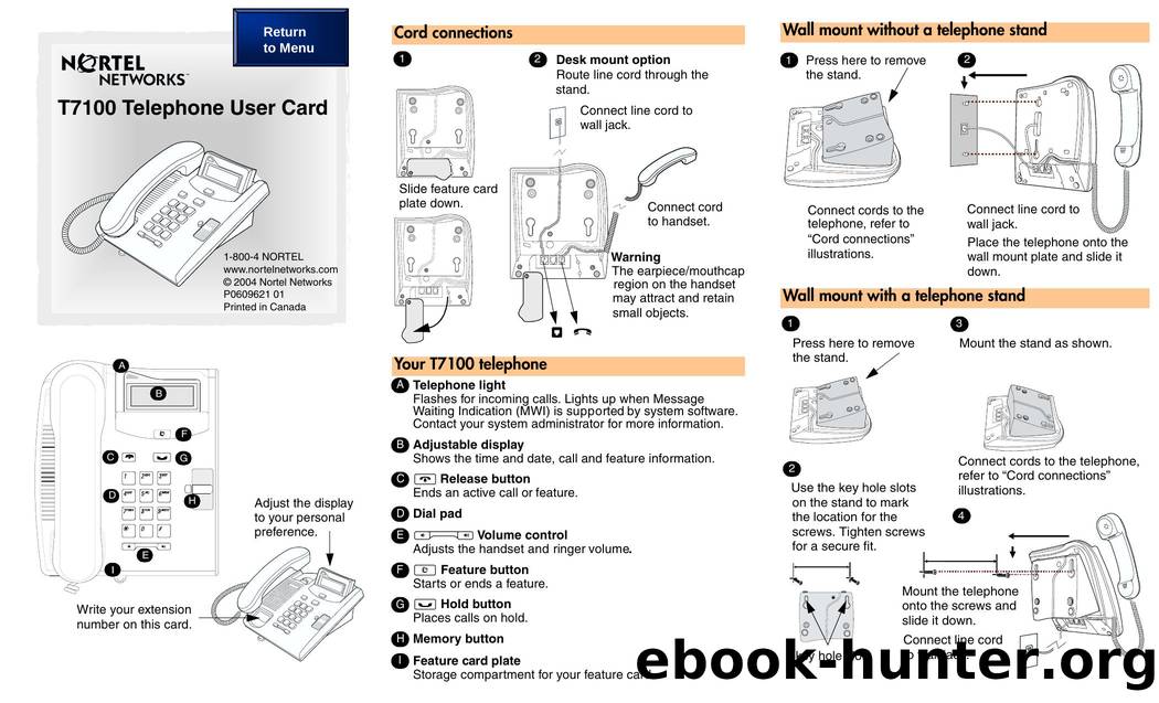 T7100 Telephone User Card by Unknown