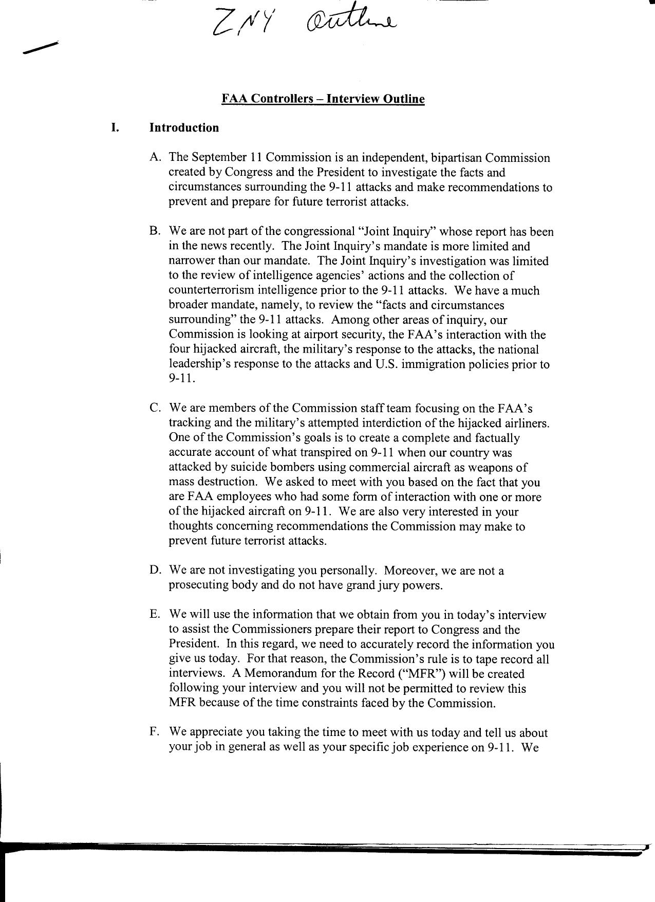 T8 B17 FAA Trips 2 of 3 Fdr- FAA Controllers- Interview Outline 13 pg Version by Unknown