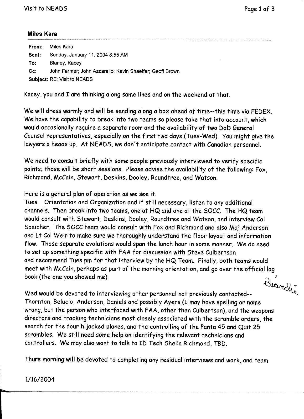 T8 B20 NEADS Trip 2 of 3 Fdr- 1-11-04 Kara Email re Visit to NEADS- Plan of Operation- Interviews 248 by Unknown