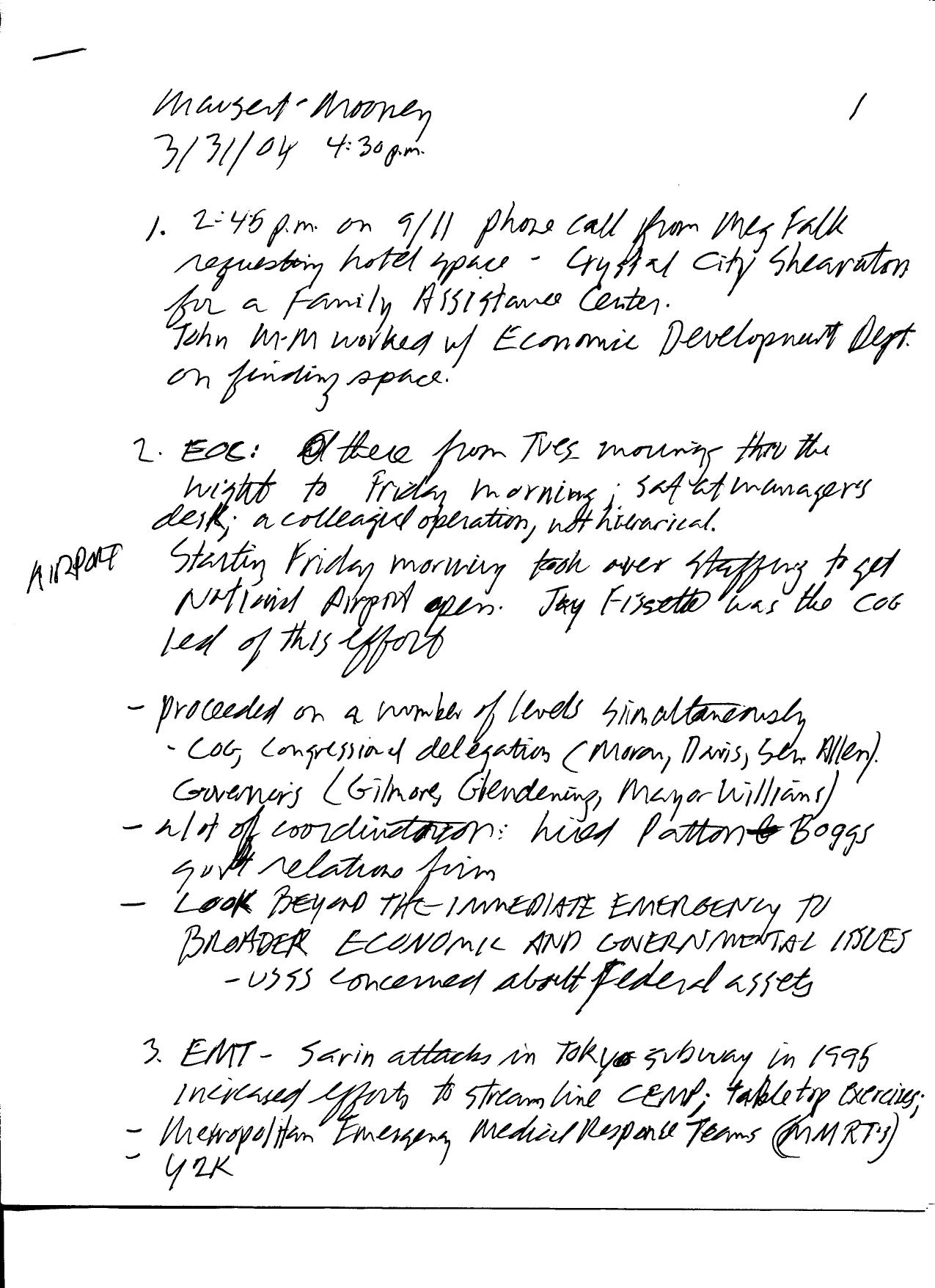 T8 B22 Response at the Pentagon Fdr- 3-31-04 John Mausert-Mooney- Interview Questions and Notes 303 by Unknown