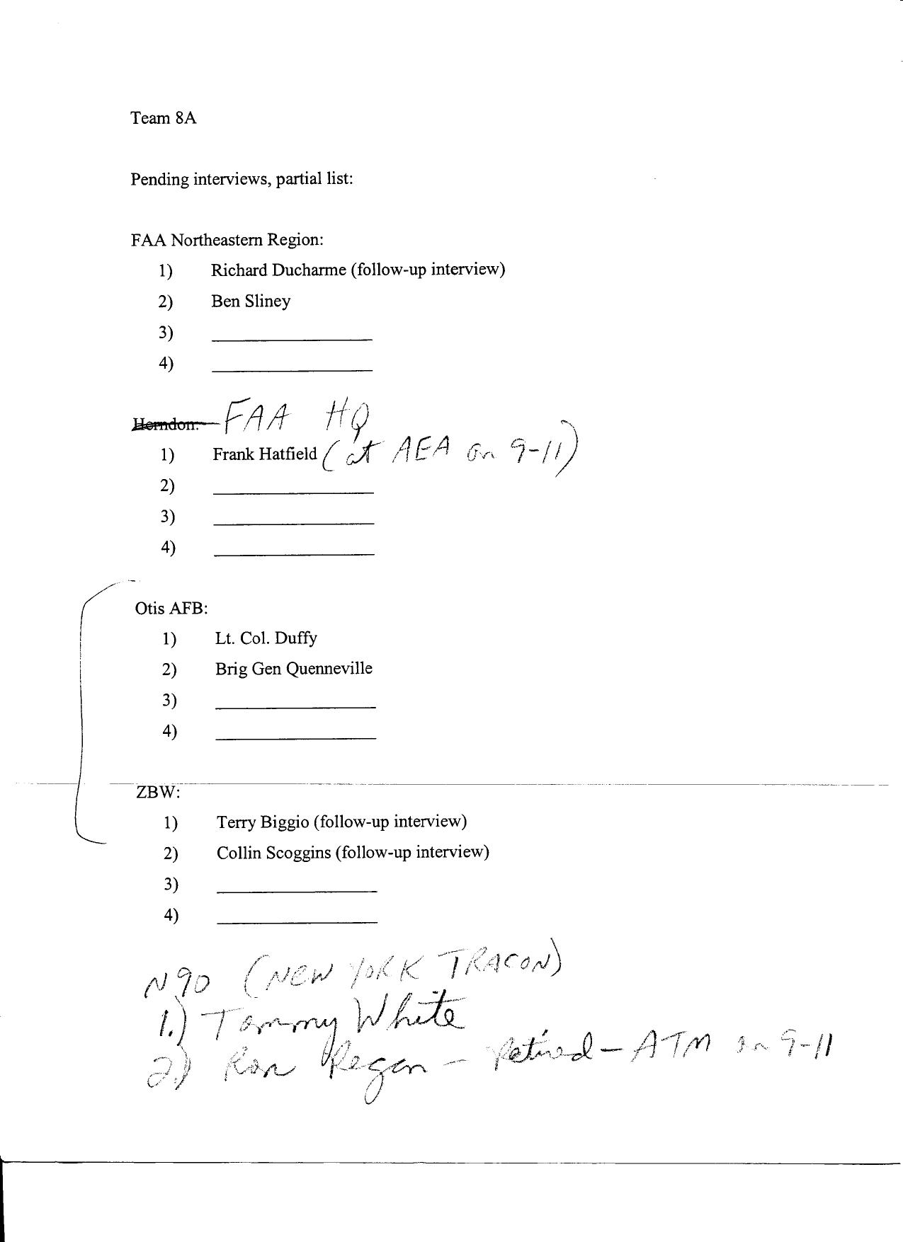 T8 B4 Notes on Work Product Fdr- Entire Contents- Handwritten Notes (on back of Pending Interview List copies- 1 for reference) 776 by Unknown