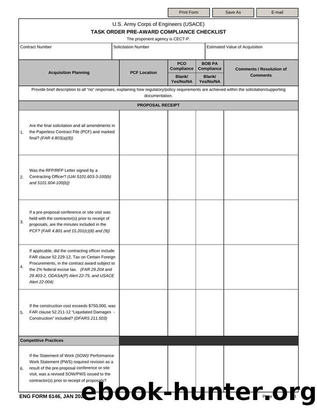 TASK ORDER PRE-AWARD COMPLIANCE CHECKLIST by Darwin Chen