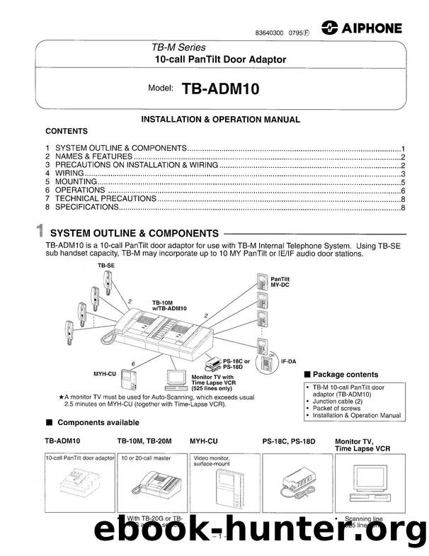 TB-ADM10 10-Call PanTilt Door Adaptor for TB-M Instructions by Unknown