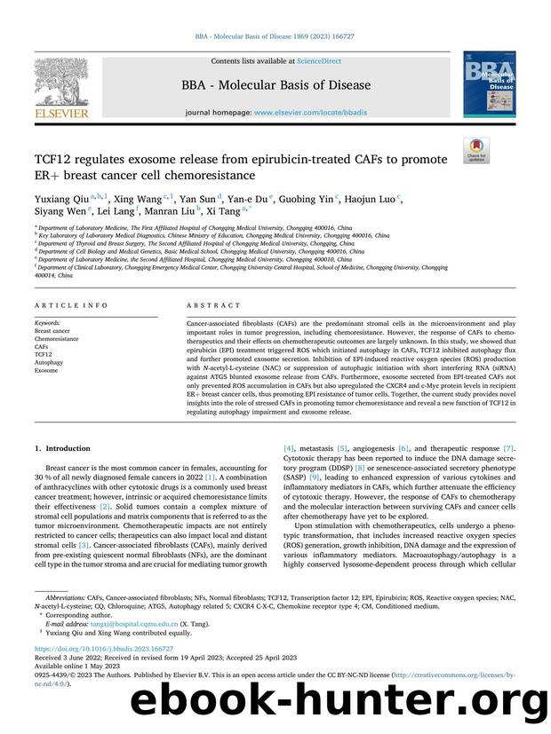 TCF12 regulates exosome release from epirubicin-treated CAFs to promote ER+ breast cancer cell chemoresistance by unknow