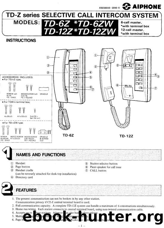 TD-Z Selective Call Intercom with Privacy Instructions by Unknown