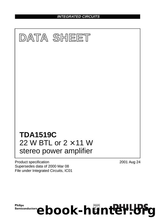 TDA1519C_3 22 W BTL or 2 x 11 W BTL or 2 x 11 W stereo power amplifier by Philips Semiconductors
