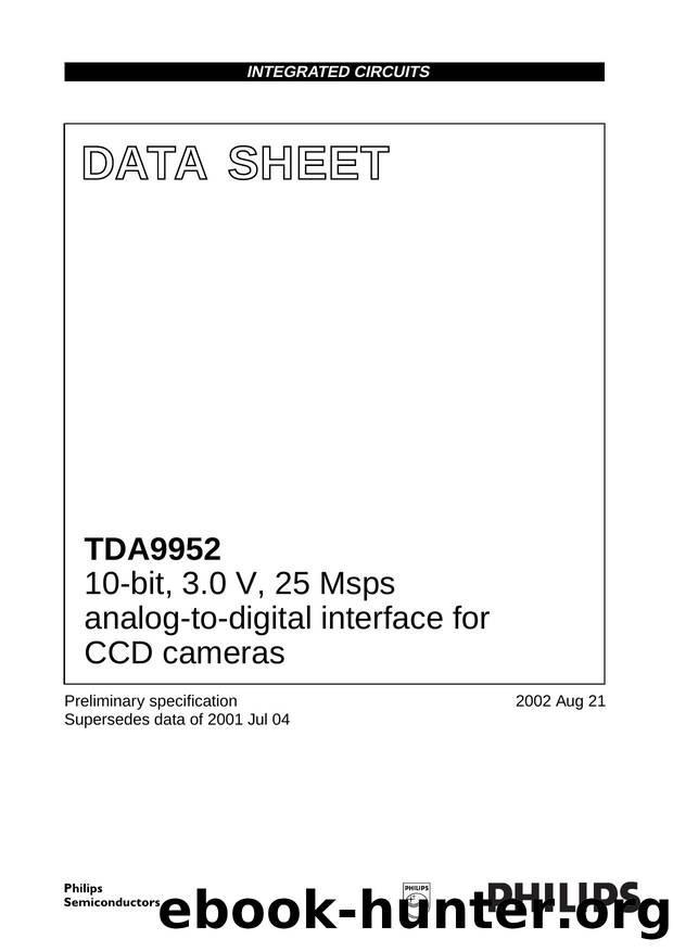 TDA9952  10-bit, 3.0 V, 25 Msps analog-to-digital interface for CCD cameras by Philips Semiconductors