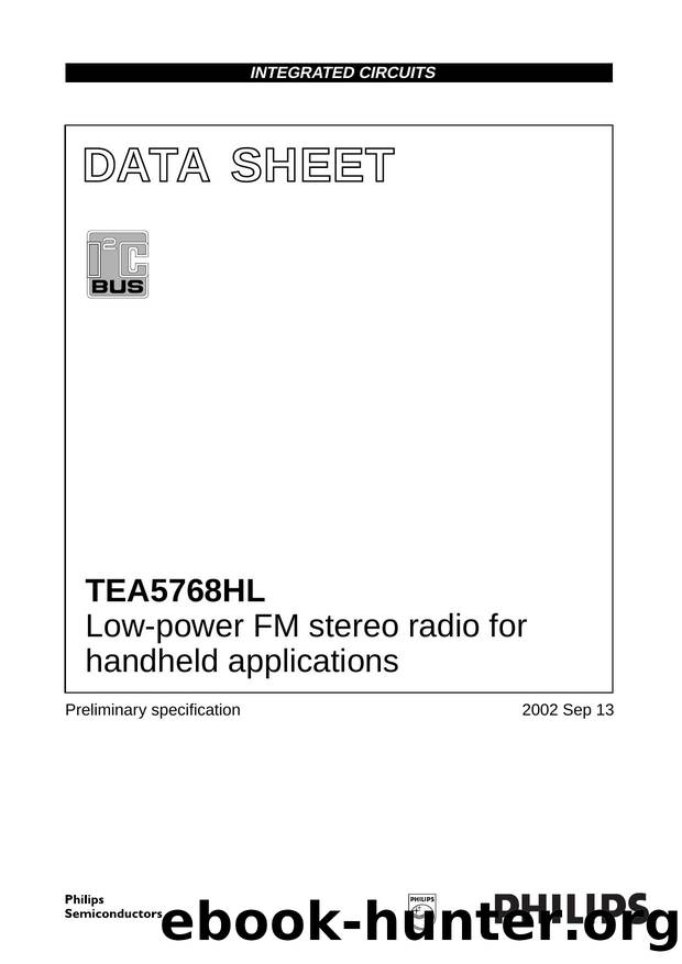 TEA5768HL  Low-power FM stereo radio for  handheld applications by Philips Semiconductors