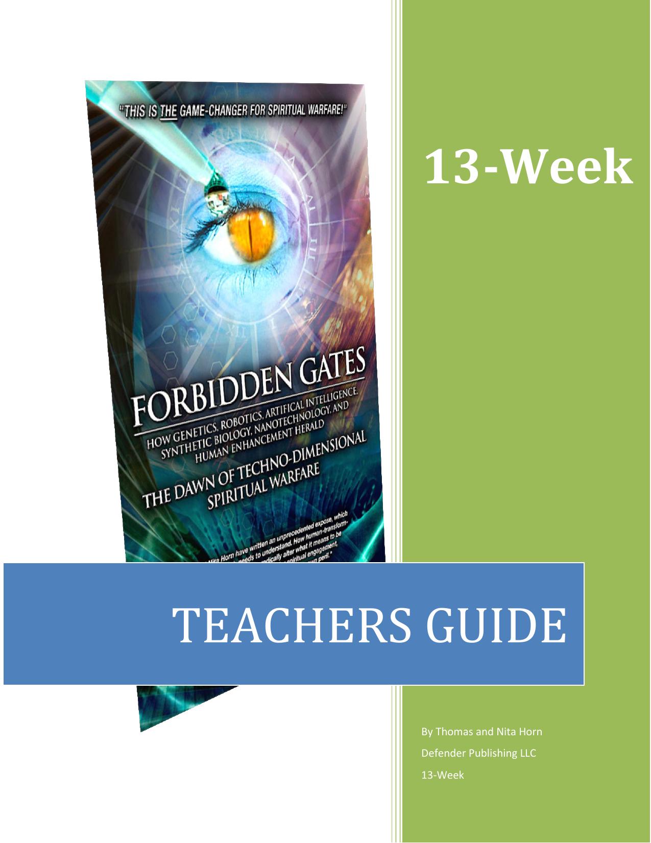 TEACHERS GUIDE by By Thomas & Nita Horn