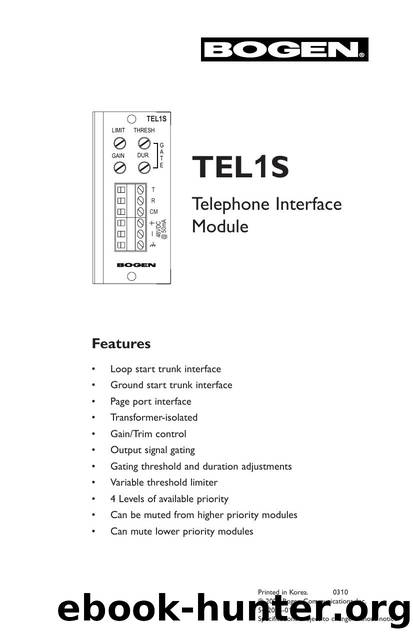 TEL1S Manual - Telephone Interface Input Module by Brian Maher