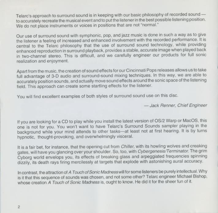 TELARC Surround Sounds A Musical And Sonic Spectacular In Surround CD-iside book by Unknown