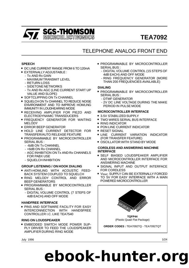 TELEPHONE ANALOG FRONT END by SGS-THOMSON Microelectronics