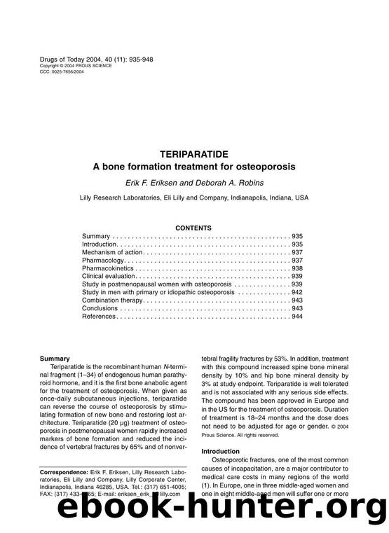 TERIPARATIDE - A bone formation treatment for osteoporosis by Prous Science (c) 2004