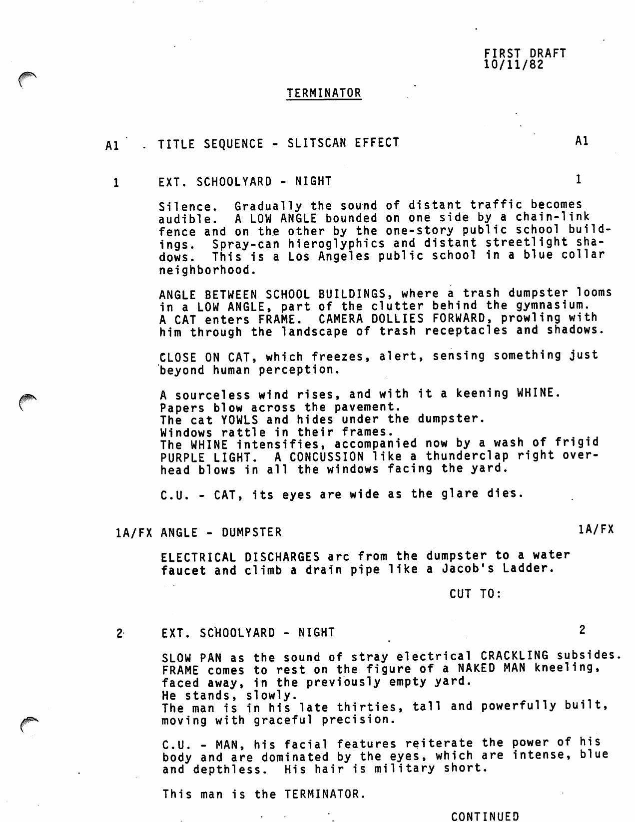 TERMINATOR (1984) by James Cameron (1st Draft 10-11-82) [Scan] by Unknown