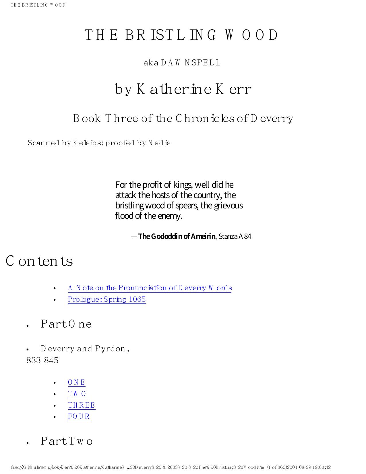 THE BRISTLING WOOD by Kerr Katherine