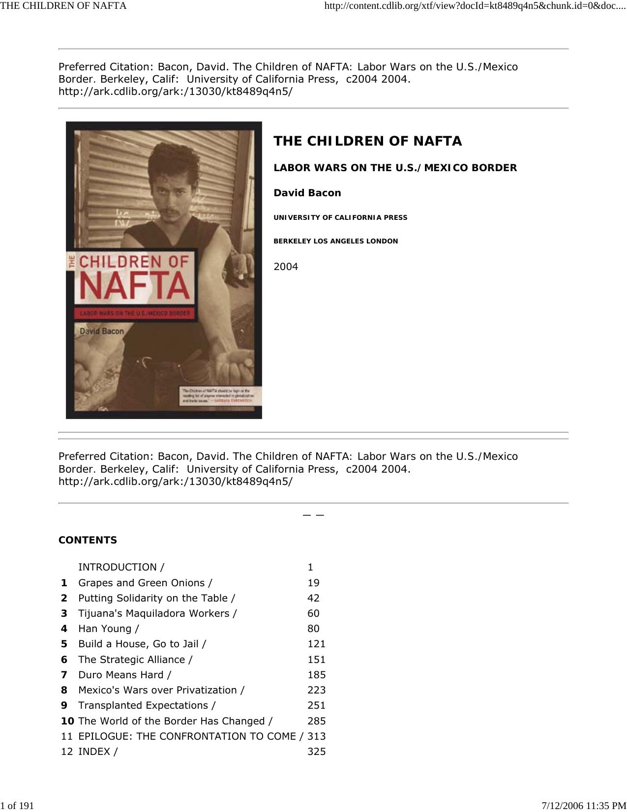THE CHILDREN OF NAFTA by Master Clark