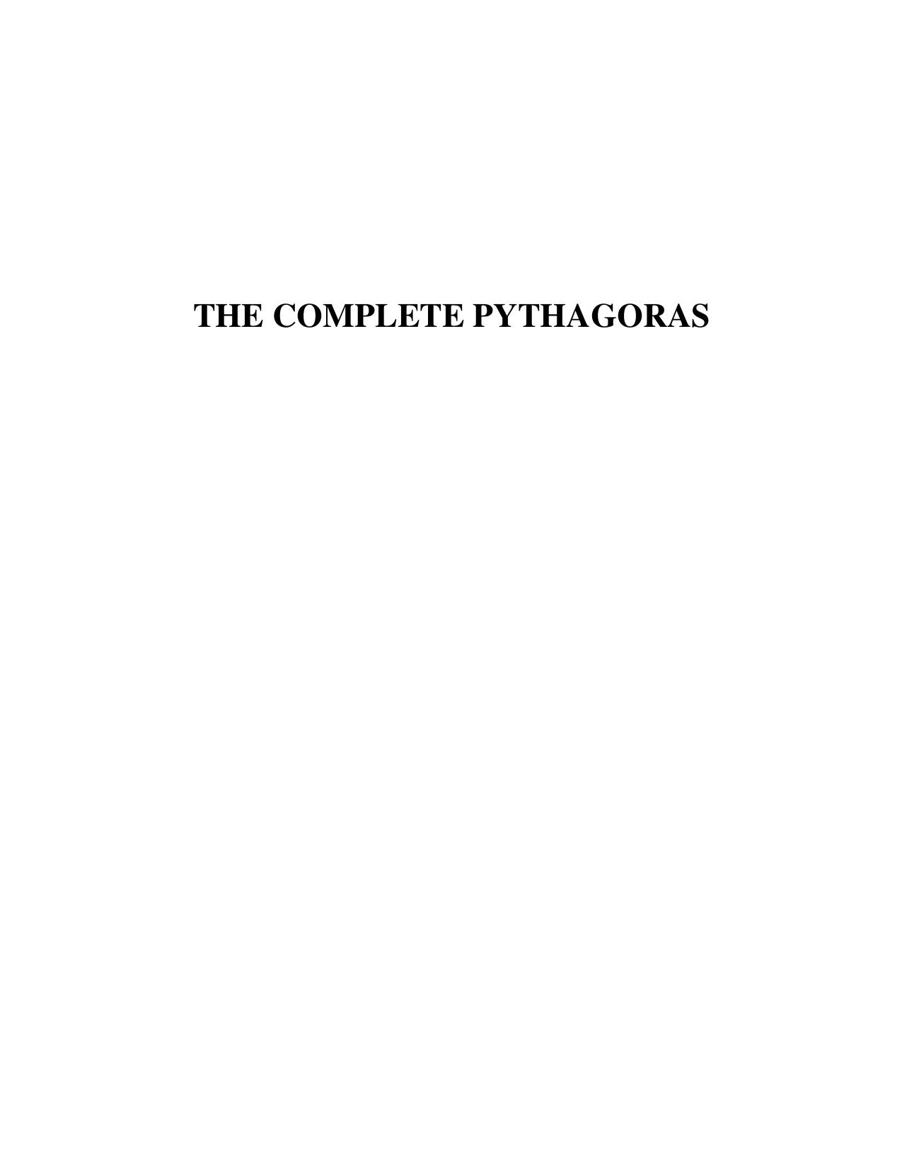 THE COMPLETE PYTHAGORAS by Unknown
