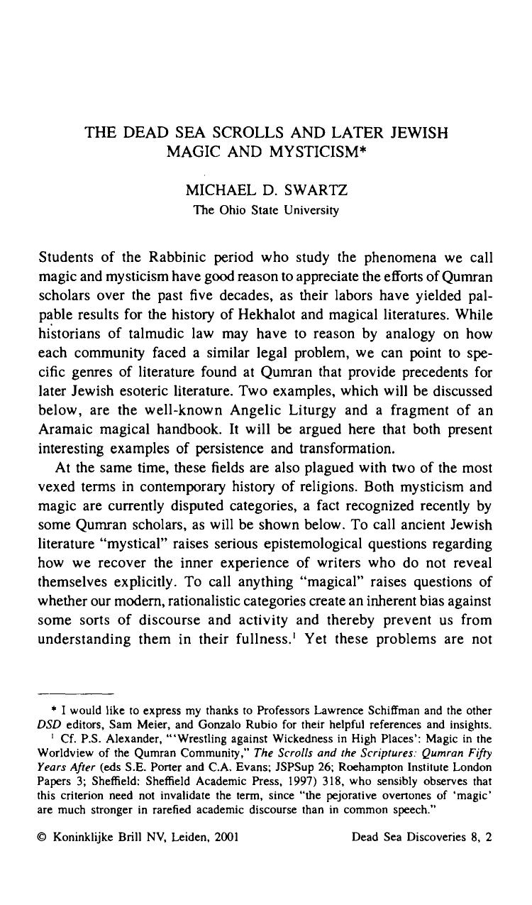 THE DEAD SEA SCROLLS AND LATER JEWISH MAGIC AND MYSTICISM by THE DEAD SEA SCROLLS AND LATER JEWISH MAGIC AND MYSTICISM