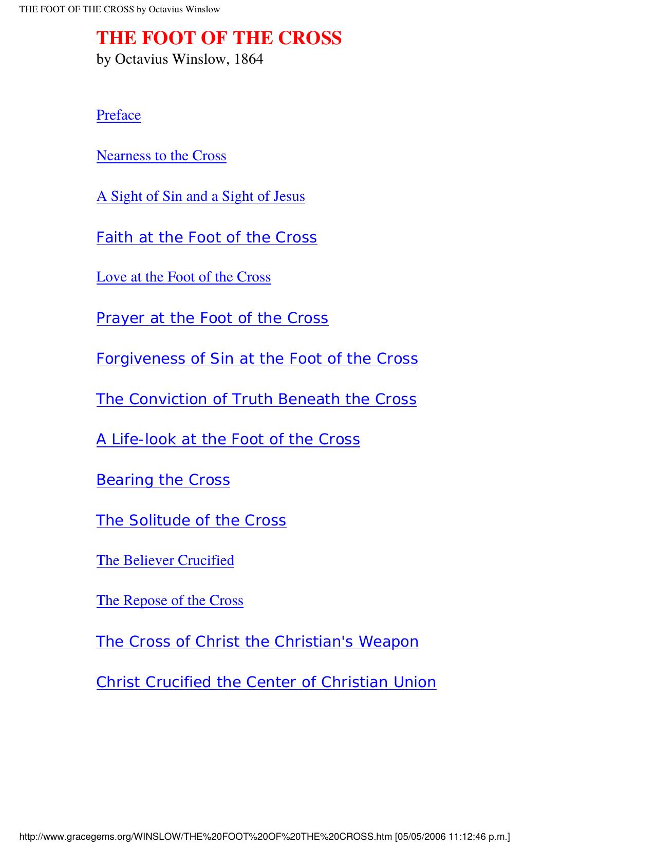 THE FOOT OF THE CROSS by Octavius Winslow by Foot of the Cross (b)