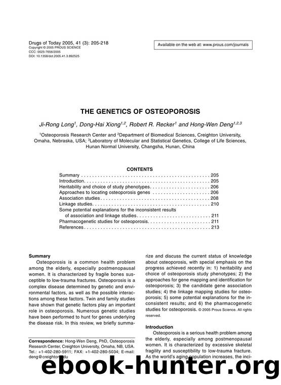 THE GENETICS OF OSTEOPOROSIS by Prous Science (c) 2005