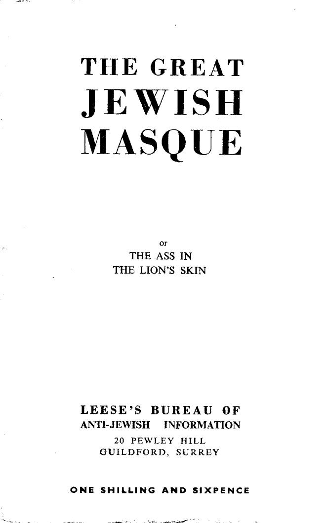THE GREAT JEWISH MASK by anonymous