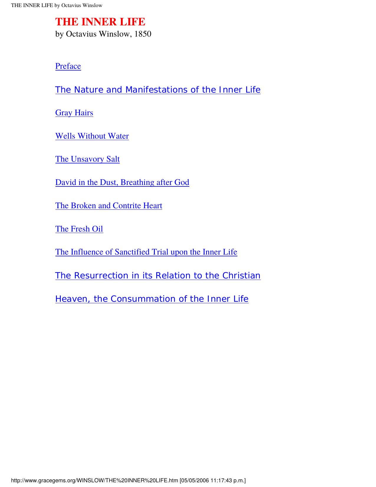 THE INNER LIFE by Octavius Winslow by Inner Life (b)