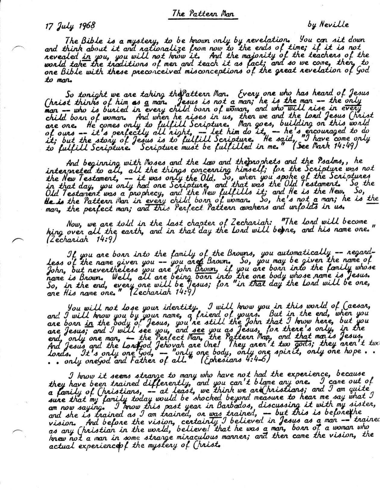 THE PATTERN MAN by Neville Goddard